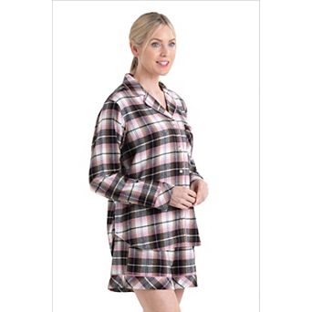 Women's Legendary Whitetails Plaid Flannel Long Sleeve Shirt and Shorts Sleep Set