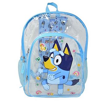 Bluey 16" Clear Backpack for Kids Transparent Bag with 2 Side Mesh Pockets