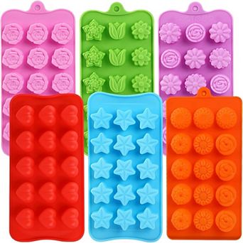 6-Pack Flower Chocolate Molds! 15-Cavity Silicone Tray for Candy, Ice & DIY Crafts