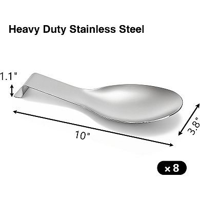 Great Ambitions 8Pk Stainless Steel Spoon Rest,Ladle Spatula Tong Holder,Dishwasher Safe Kitchenware