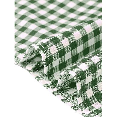 Summer Check Top for Women's 1950s Vintage Button Up Dressy Casual Blouse