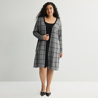 Plus Size Sandra Darren Faux 2-in-1 Jacket Sweater Dress
