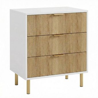 3 Drawer Dresser for Bedroom w/Handle and Large Drawer, Wood Chest