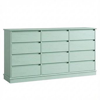 12 Drawer Dressers, Chest of Drawers with Deep Drawers, w/Wide Top, Horizontal Wooden Dresser