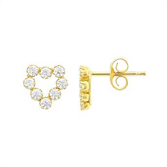 Taylor Grace 10k Gold Cubic Zirconia Heart Stud Earrings
