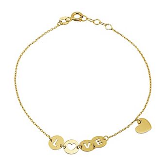 Taylor Grace 10k Gold Love & Dangle Heart Bracelet