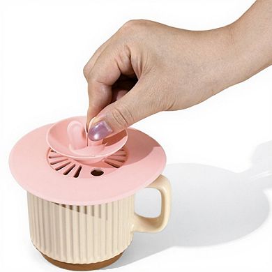 Silicone Bunny Ear Cup Lid Dustproof Insulated Drink Cover with Pop Up Vent Seal