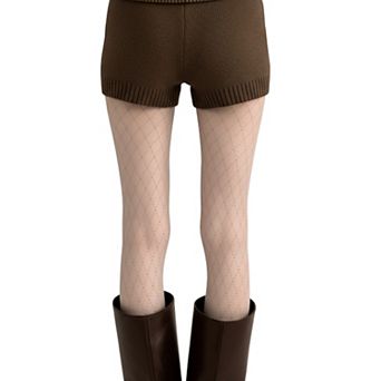 Women's Sheer Full Length Tights with Diamond Mesh Pattern and Soft Stretch Fit