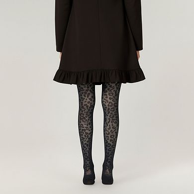 Women's Full Length Tights with Leopard Print Pattern and Soft Stretch Fit