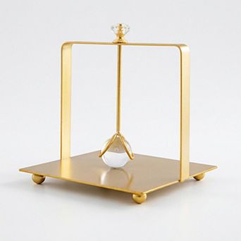 Modern Gold Metal Napkin Holder with Crystal Knob Decorative Tabletop Organizer