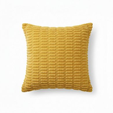 Textured Woven Decorative Throw Pillow with Raised Grid Pattern Square Accent Cushion 17.7x17.7in