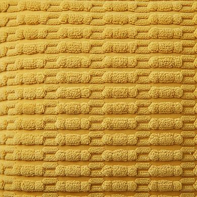 Textured Woven Decorative Throw Pillow with Raised Grid Pattern Square Accent Cushion 17.7x17.7in