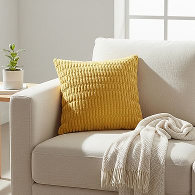 Textured Woven Decorative Throw Pillow with Raised Grid Pattern Square Accent Cushion 17.7x17.7in