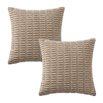 Textured Woven Decorative Throw Pillow with Raised Grid Pattern Square Accent Cushion 17.7x17.7in