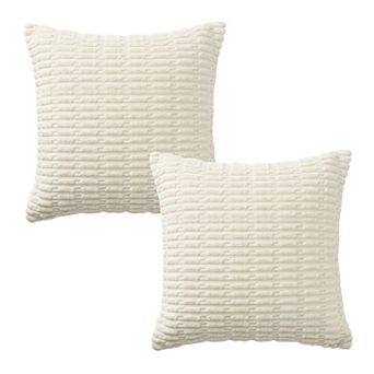 Textured Woven Decorative Throw Pillow with Raised Grid Pattern Square Accent Cushion 17.7x17.7in