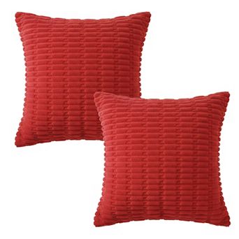 Textured Woven Decorative Throw Pillow with Raised Grid Pattern Square Accent Cushion 17.7x17.7in