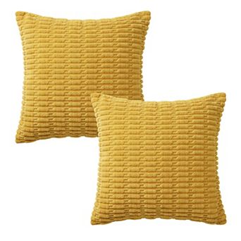 Textured Woven Decorative Throw Pillow with Raised Grid Pattern Square Accent Cushion 17.7x17.7in