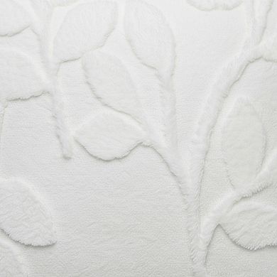 Textured Botanical Decorative Throw Pillow with Raised Leaf Embroidery Square Accent Cushion