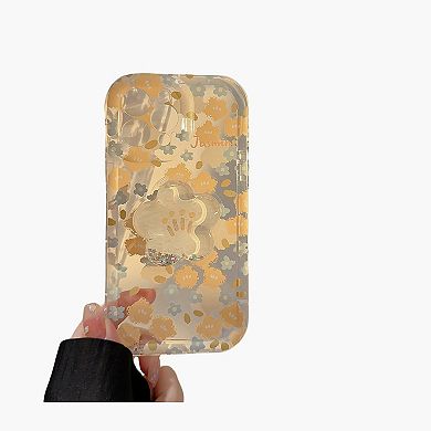 Floral Phone Case with Built In Phone Stand Clear Slim Protective Cover