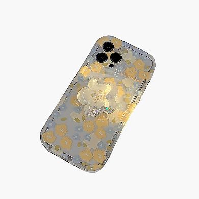 Floral Phone Case with Built In Phone Stand Clear Slim Protective Cover