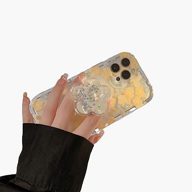 Floral Phone Case with Built In Phone Stand Clear Slim Protective Cover
