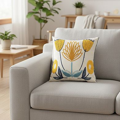 Decorative Floral Throw Pillow Cover Soft Textured Fabric Square Cushion Cover Single Pack