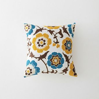 Decorative Floral Throw Pillow Cover Soft Textured Fabric Square Cushion Cover Single Pack