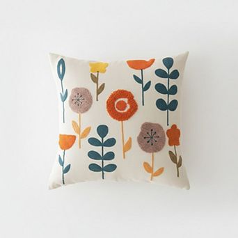 Decorative Floral Throw Pillow Cover Soft Textured Fabric Square Cushion Cover Single Pack