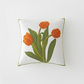 Decorative Floral Throw Pillow Cover Soft Textured Fabric Square Cushion Cover Single Pack
