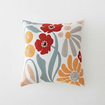 Decorative Floral Throw Pillow Cover Soft Textured Fabric Square Cushion Cover Single Pack