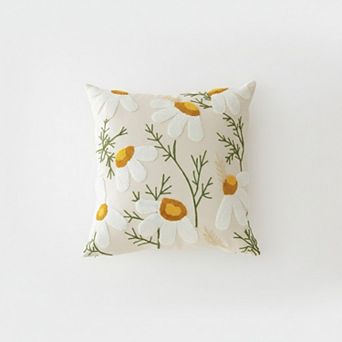 Decorative Floral Throw Pillow Cover Soft Textured Fabric Square Cushion Cover Single Pack