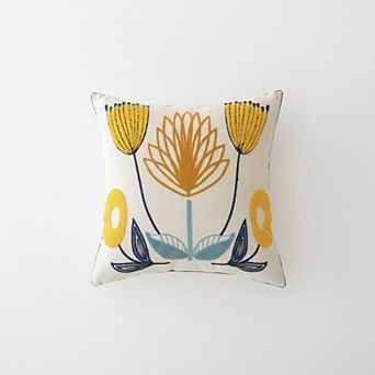 Decorative Floral Throw Pillow Cover Soft Textured Fabric Square Cushion Cover Single Pack