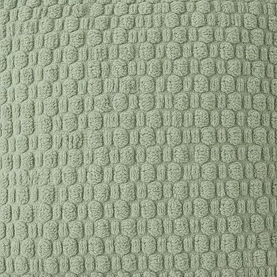 Textured Knit Decorative Throw Pillow with Raised Waffle Pattern Square Accent Cushion 17.7x17.7in