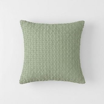 Textured Knit Decorative Throw Pillow with Raised Waffle Pattern Square Accent Cushion 17.7x17.7in