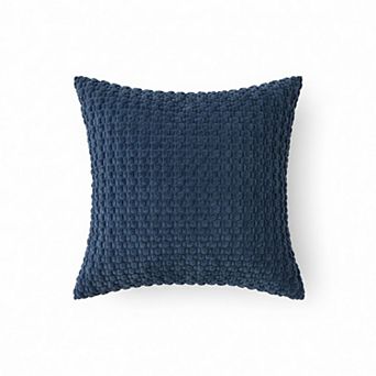 Textured Knit Decorative Throw Pillow with Raised Waffle Pattern Square Accent Cushion 17.7x17.7in