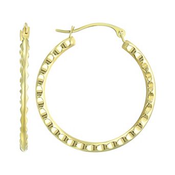 Forever 14K Gold-Plated Faceted Hoop Earrings