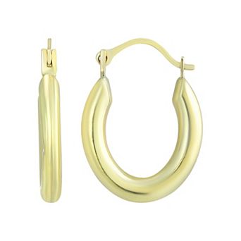 Forever 14K Gold Oval Polished Hoop Earrings