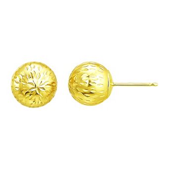 Forever 14K Gold Diamond Cut Ball Stud Earrings