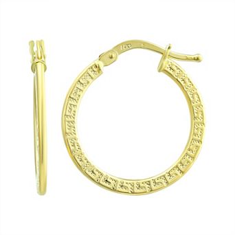 Forever 14K Gold Greek Key Hoop Earrings