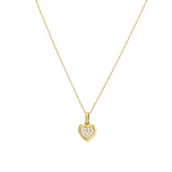 Forever 14K 14k Gold Cubic Zirconia Heart Necklace & Stud Earrings Set