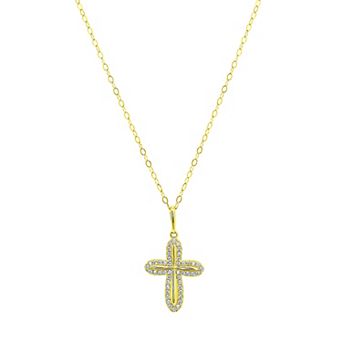 Forever 14K Gold & Cubic Zirconia Cross Pendant Necklace