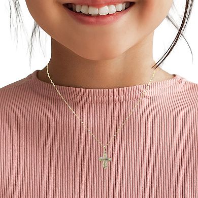Forever 14K Gold & Cubic Zirconia Cross Pendant Necklace