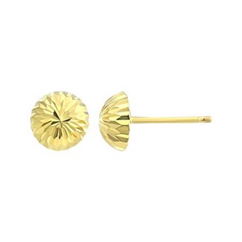 Forever 14K Gold Dome Diamond Cut Stud Earrings