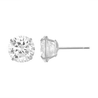 Forever 14K 14k White Gold Cubic Zirconia Round Stud Earrings
