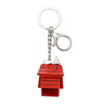Peanuts Silver Tone Snoopy Dog House Keychain
