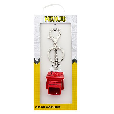Peanuts Silver Tone Snoopy Dog House Keychain