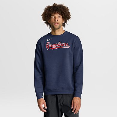 Men's Nike Navy Cleveland Guardians Primetime Wordmark Sweatshirt