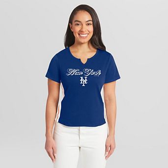 Women's WEAR by Erin Andrews Royal New York Mets Notch Neck T-Shirt