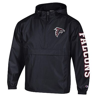 Men's Champion Black Atlanta Falcons Packable Windbreaker Half-Zip Jacket
