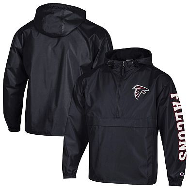 Men's Champion Black Atlanta Falcons Packable Windbreaker Half-Zip Jacket